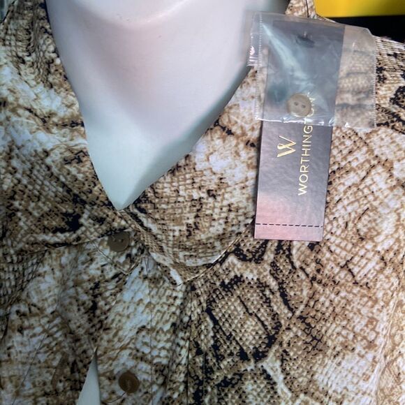 Worthington Tops Worthington Snakeskin Button Up Tank blouse Ladies Large - Picture 4 of 8
